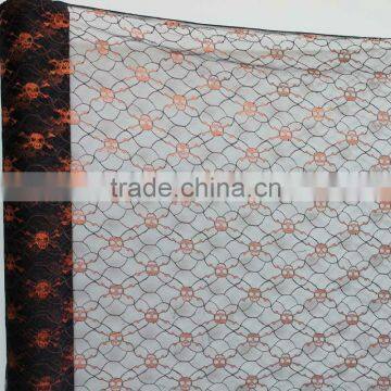 halloween tulle fabric skull printed polyester fabric soft stretch polyester fabric