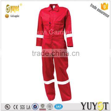 Red colour Permanend Flame Retardant Safety Coverall with FR Reflective Tape