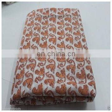 Yards Hand Block Print Cotton Fabric, Jaipuri Print fabric Monkey Pink Color