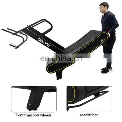 commercial gym equipment New design curved slat gym exercise machine fitness self generating treadmill manual running machine