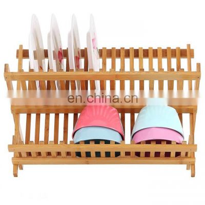 Bamboo Dish Rack with Utensils Holder, Dish Drying Rack With Utensils Flatware Holder