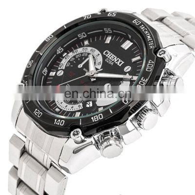 CHENXI 029A Fluently Design Tachymeter Case Watch Men Minute Second Stainless Steel Strap Luminous Analog Wrist Watches