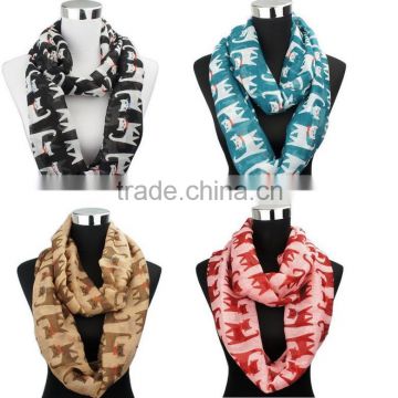2015 Foreign Trade America Popular New Style Cute Lovely Bow Knot Cat Printed Round Neck Scarf
