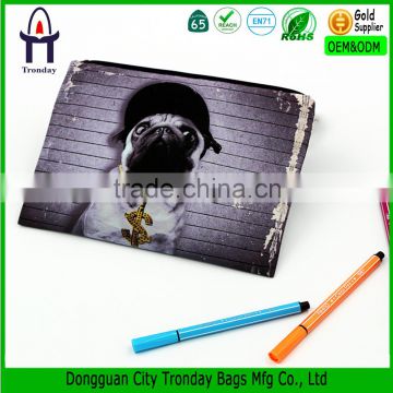 Eco-friendly material, customized printing polyester pencil case canvas pen bag