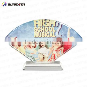 Coated Sublimation Crystal blanks gifts Fan shape trophy from Sunmeta