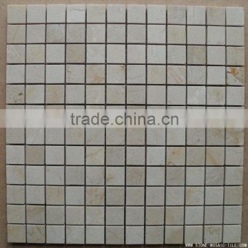 Chip size 23x23mm crema marfil marble mosaic honed