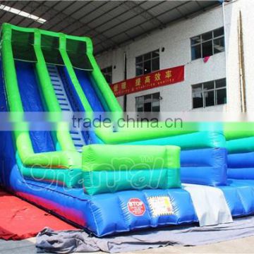 Outdoors giant inflatable water slide for adult, inflatable double lane dry slide for sale