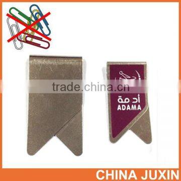 Stainless steel paperclip with full color laminated label imprint