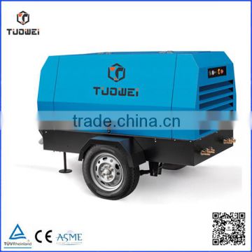 No mute towable air cooling twin screw 375 cfm industrial diesel air compressor