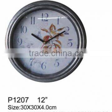 high quality round old style 12inch plastic wall clock