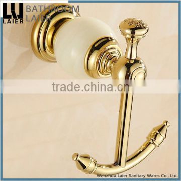 Fancy Decorative Brass And Stone Gold Finishing Bathroom Accessories Wall Mounted Robe Hook