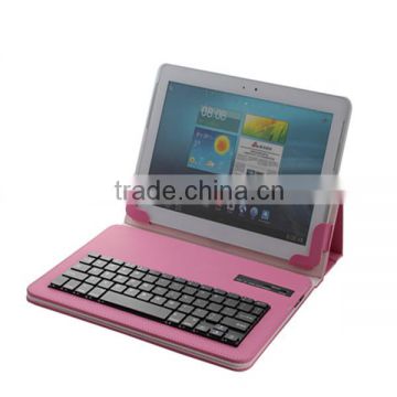 Universal 9-10 Inch Tablet PC Detachable Bluetooth Keyboard Leather Case With Pink