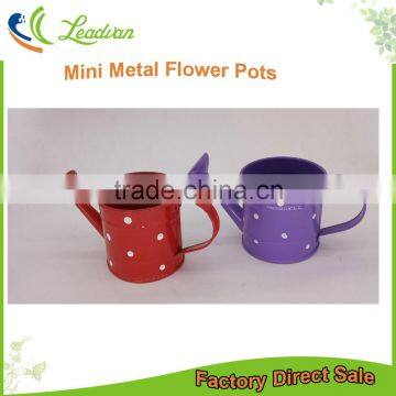 cheap modern style colorful garden & home decorative small mini custom teapot metal watering can with white dot