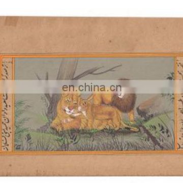 Lion Family Miniature Paper Painting