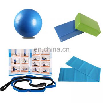 5 Pcs/Set Yoga Ball Set With Yoga Block Elastic Exercise Band And Yoga Straps