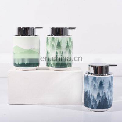 Bathroom luxury ceramic set ink wash painting liquid soap dispenser bath accessories set