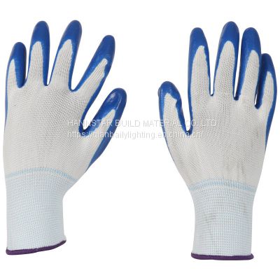 Nylon work Nitrile Gloves Polyester Shell Nitrile Coated Work Gloves