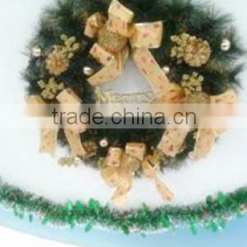 Artificial PVC Christmas Wreath With Bow Ties/ Holiday Wreath Decorations Handmade Plastic christmas wreath for X'mas decor
