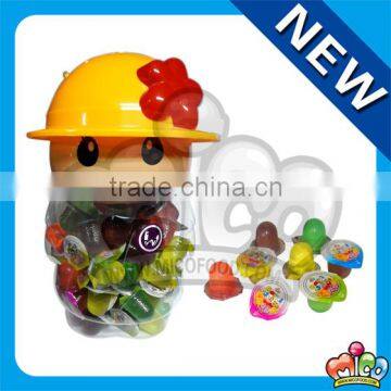 100pcs fruit jelly in yellow hat girl jar