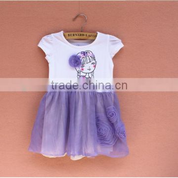 printed cotton children girl dress short sleeves baby girl dress OEM service