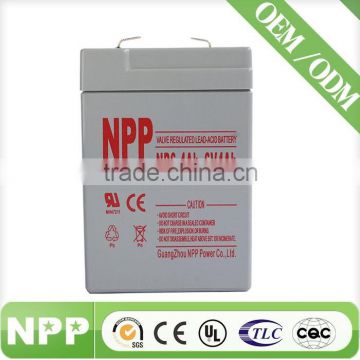 rechargeable sealed lead acid 6v4ah storage battery with CE