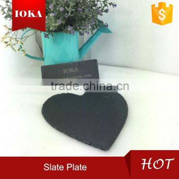 Heart Shape Slate Dinner Plates In Black