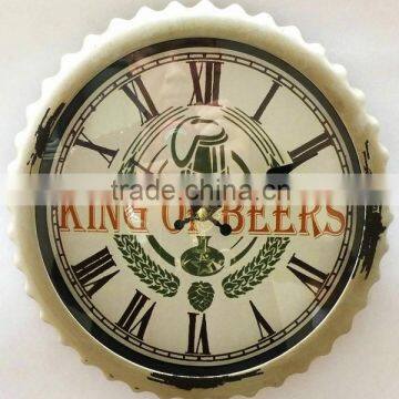 Rusted Kitchen Wall Clock in Beer Lid Shape, Country Style Wall Clock