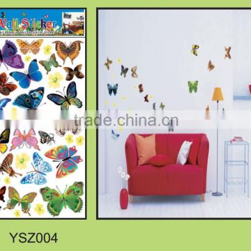 DIY removable eco-friendly non-toxic wall sticker/repositionable 3D pvc butterfly wall sticker