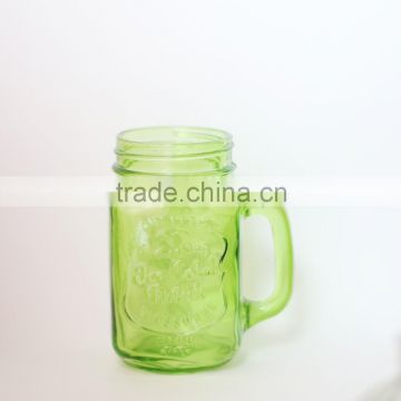 Colorful Glass Mason Jar With Straw With Metal Lid