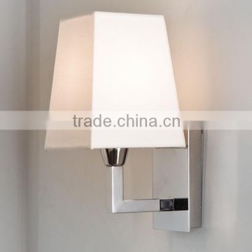 0814-7 Satin bronze polished chrome shade White cotton Mini Wall Light for hotel