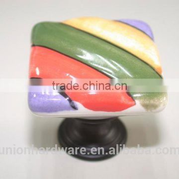 Wholesale colourful square ceramic kitchen knob,cabinet knob