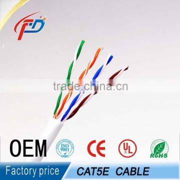 factory price white color jacket 24awg standed 0.5mm cca cat5e communication cable