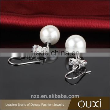 OUXI top quality korean design 925 silver fish hook freshwater pearl new earring designsY20403