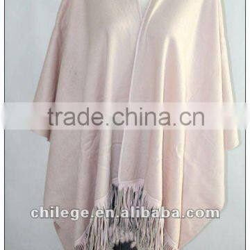 fashion, ladie's cashmere cape, with leather trim