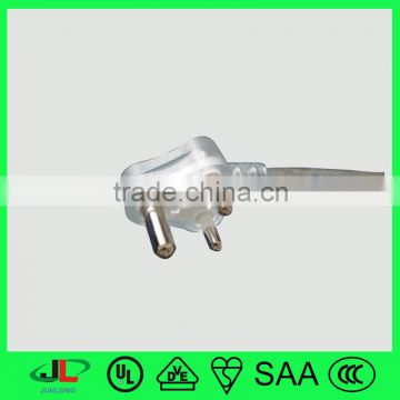 SABS standard pvc insulated copper wire with South Africa 3 round pin ac power plug