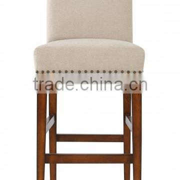 Wooden design kitchen breakfast linen/velvet fabric bar stool chair