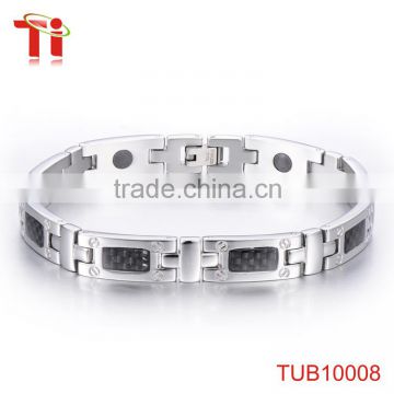 silver color mens magnetic bracelet 316l stainless steel bracelet tungsten bangles germanite inlay 2016 trending products
