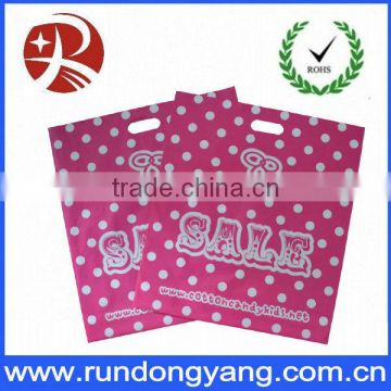 wholesale pink color plastic die cut bag with custom design