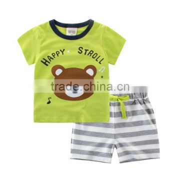 Wholesale hot selling kids clothes baby boy w/ cute teddy bear pattern