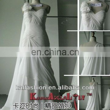 EB2273 One shoulder with handmade flower wedding dress