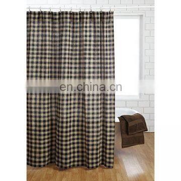 Black Check Cotton Shower Curtain for Hotel