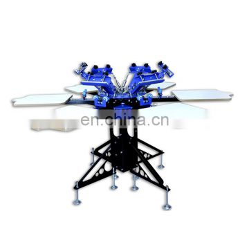 A662L Floor Type Six Color Six Station Screen Printing Machine  Clothes Printing Machine