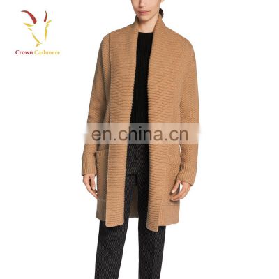Women winter chunky shawl collar cardigan without buttons
