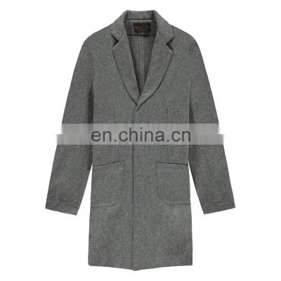 custom fashion Boutique Windproof men custom fit brown long trench woolen coat