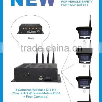 Mobile DVR Type Support 4 Wireless Camera Double SD Card GPS&WiFi&3G Optional 4 Channel Mobile DVR for Car Bus Truck with 1 Year