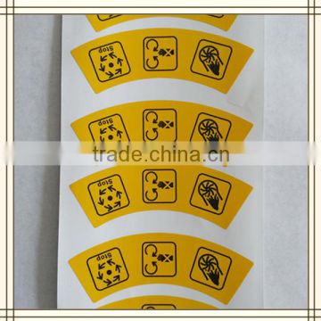Customed household printing waterproof sticker with wind instruction marks