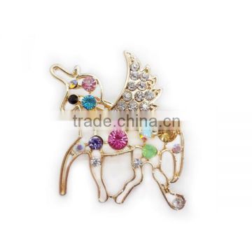 Animal Design Flying Horse Hair Pin With Multi-Color Crystals