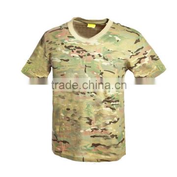 100% cotton collarless o-neck short sleeves military men cp multicam custom military tshirts