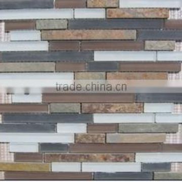 Mini Strips Glass Slate blend Linear Mosaic Tiles