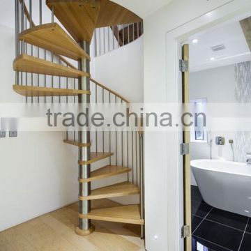 competitive price steel support spiral staircase with stainless steel railing